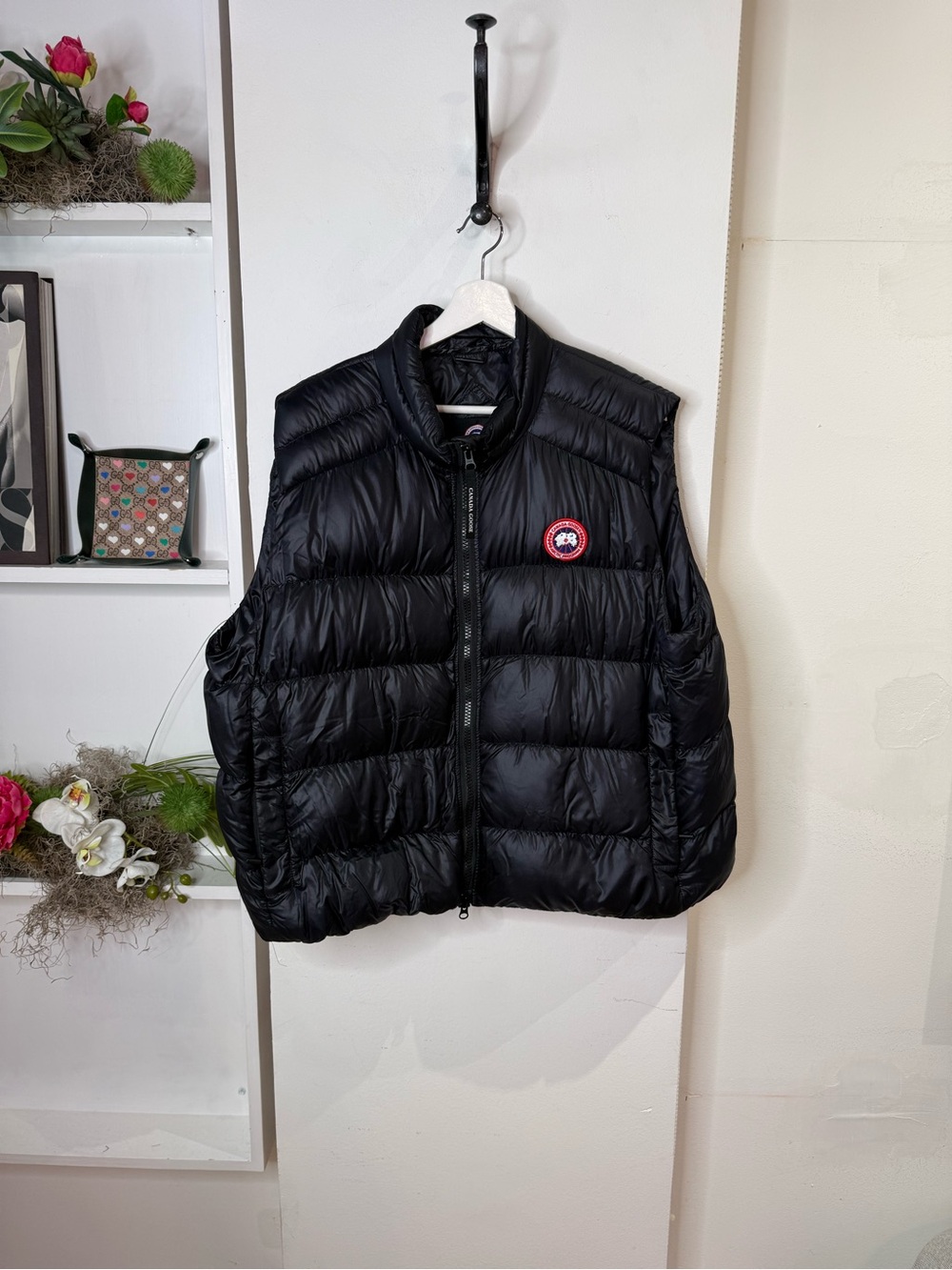 Canada Goose Black Quilted Cypress Vest with Red Logo Patch